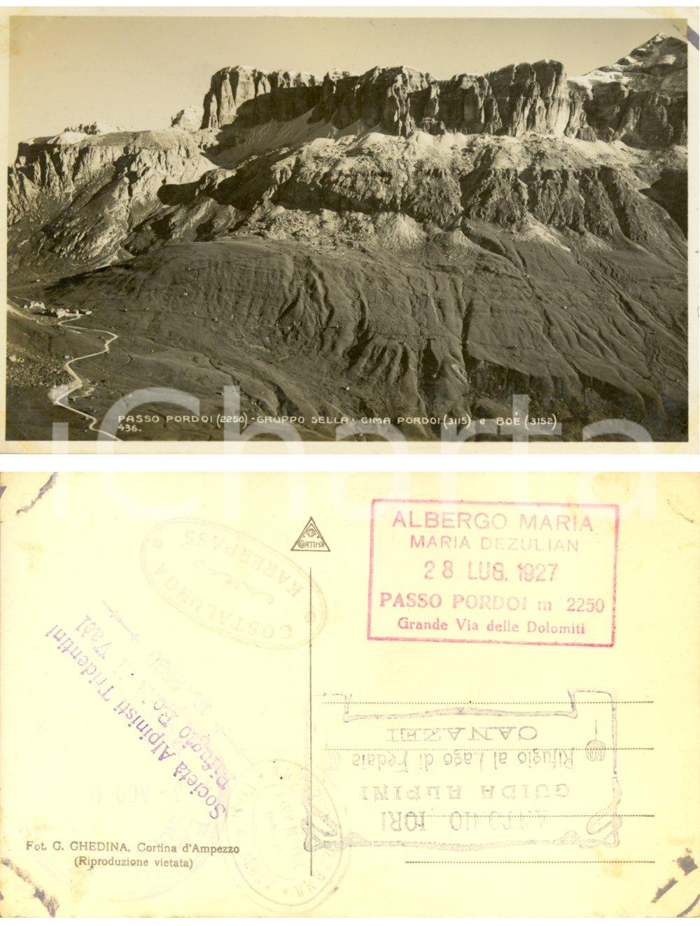 Cartolina originale da collezione 1927 PASSO PORDOI (TN) Veduta Gruppo SELLA con cime PORDOI e BOE *Cartolina NV 1