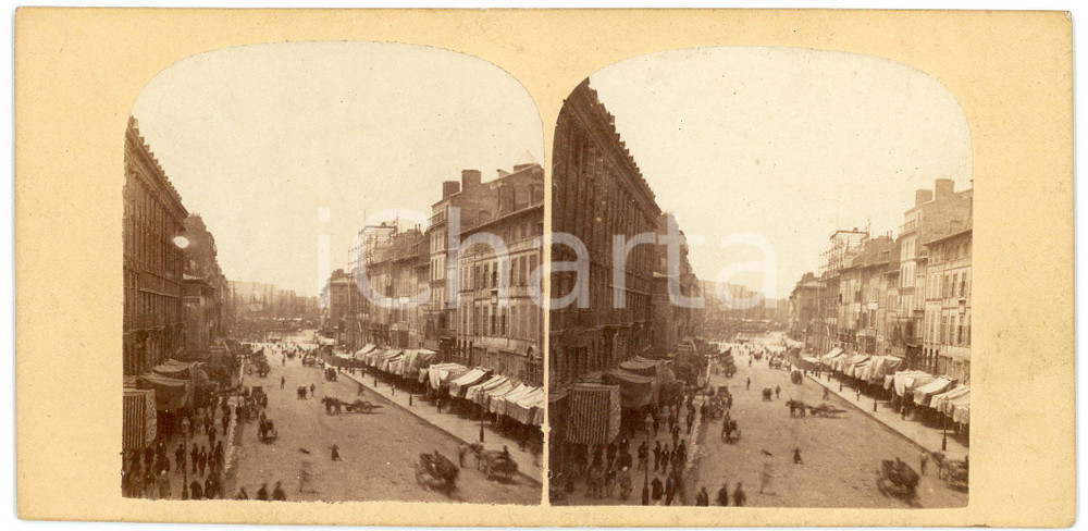 1900 ca BELGIQUE Grand rue d'une ville vers le port - ANIMATED Stereoview Fotografia stereoscopica d'epoca, su cartoncino.FORMATO: 18x9 cmCONDIZIONI: G    originale e autentica 1