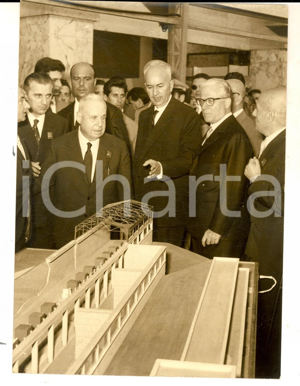 Fotografia d epoca originale 1959 ROMA Presidente Giovanni GRONCHI inaugura Rassegna Elettronica e Nucleare 1