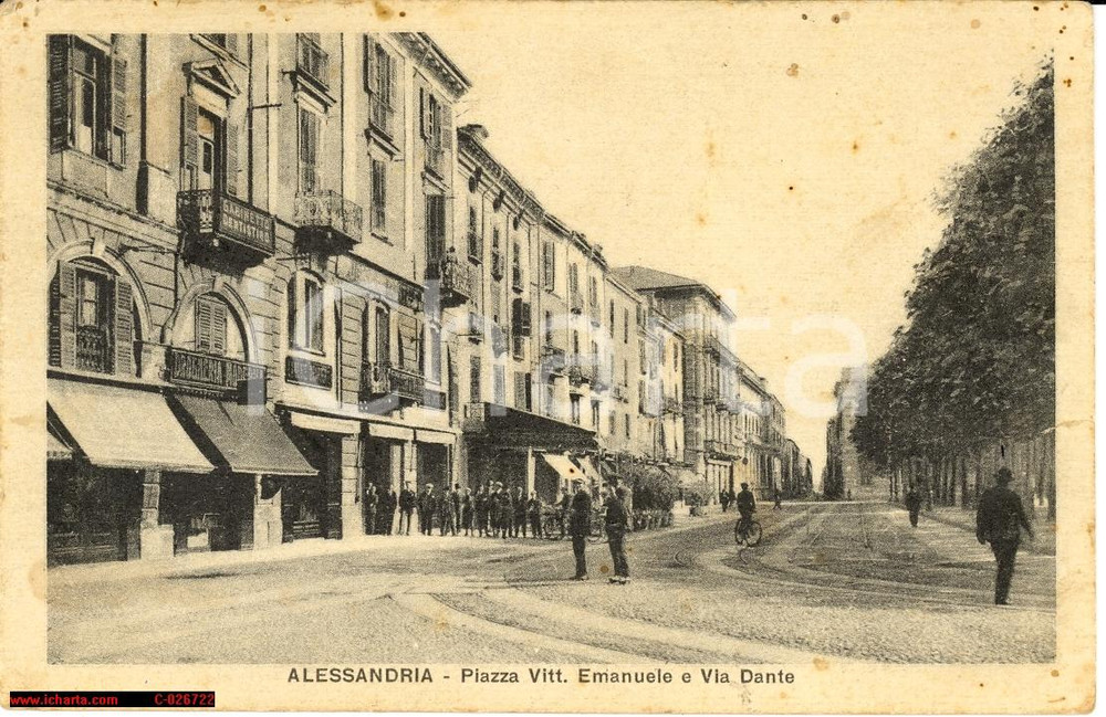 Cartolina originale da collezione 1929 Alessandria - Piazza Vittorio Emanuele e via Dante 1