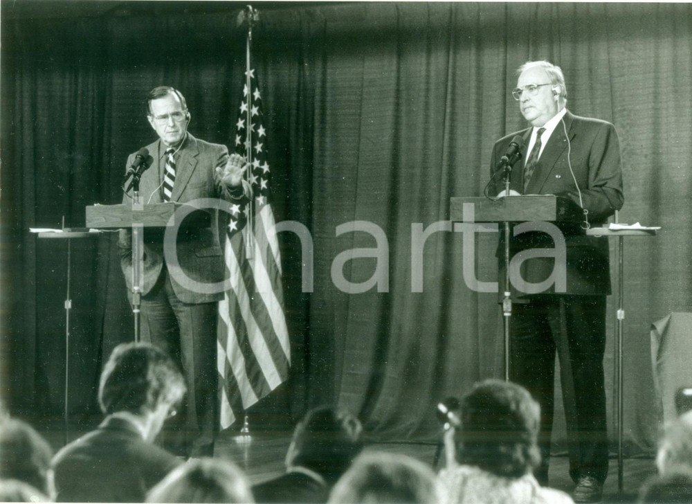 Fotografia d epoca originale 1990 WASHINGTON USA George BUSH senior con Helmut KOHL Fotografia 1