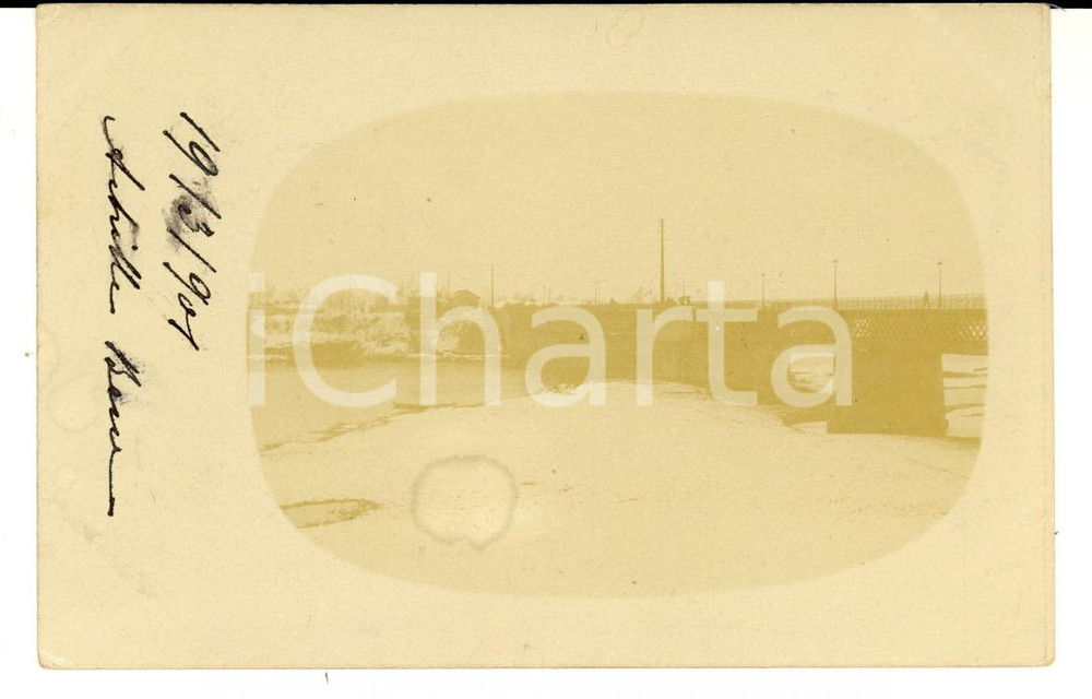 Fotografia d epoca originale 1901 CASALE MONFERRATO AL Nuovo ponte sul fiume PO Foto cartolina FP VG 1