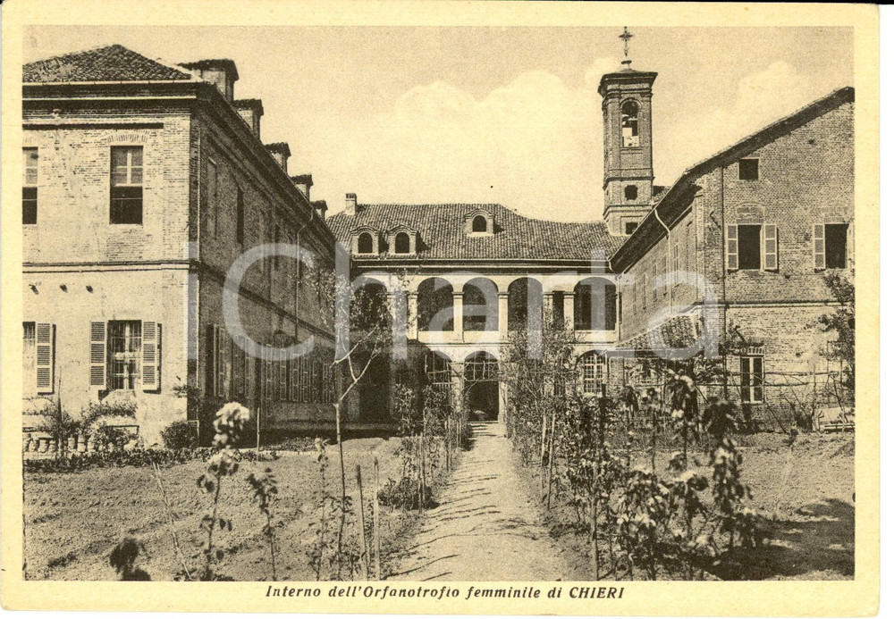 Cartolina originale da collezione 1940 ca CHIERI (TO) Veduta interno dell'ORFANOTROFIO femminile *Cartolina FG NV 1