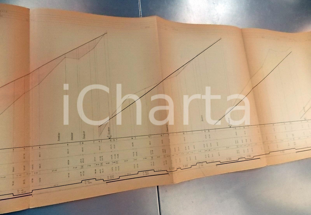 Documento originale, autentico 1947 Strada SELVINORIGOSA BG Studio BARBONI  Profilo longitudinale 25 pp. 1