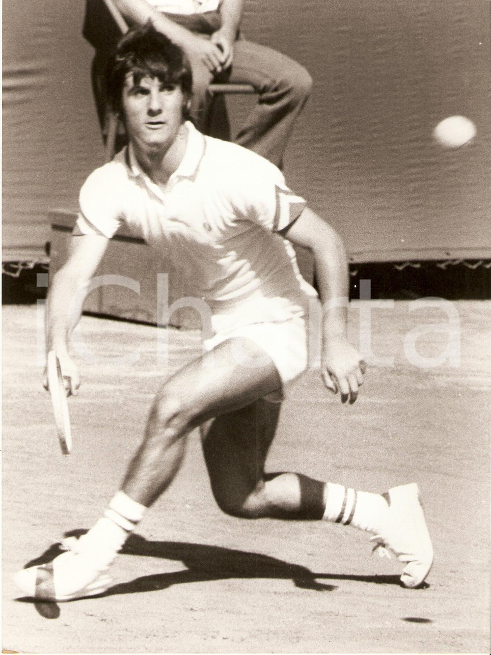 Fotografia d epoca originale 1980 ca SPAGNA Tennis Angel GIMENEZ durante un incontro Ritratto Fotografia 1