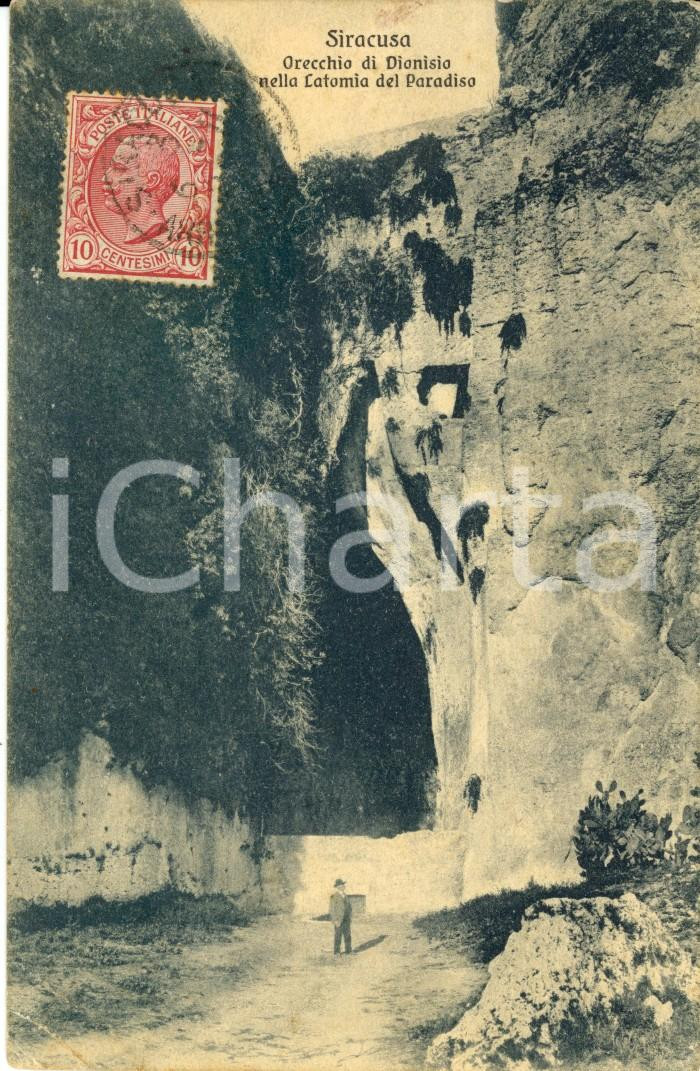 Cartolina originale da collezione 1911 SIRACUSA Orecchio di DIONISIO nella latomia del PARADISO Cartolina FP VG 1