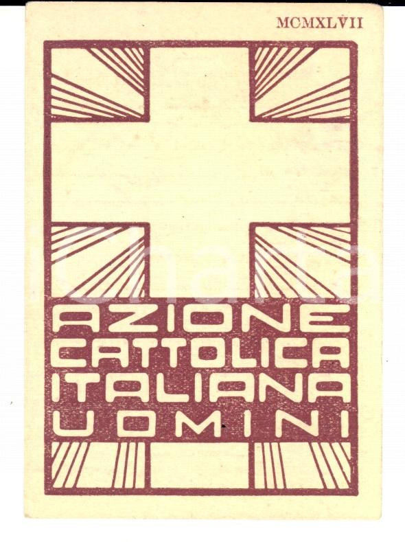 Oggetto da collezione cartaceo 1947 ROMAGNANO SESIA AZIONE CATTOLICA Tessera UNIONE UOMINI Guadenzio BIANCHI 1
