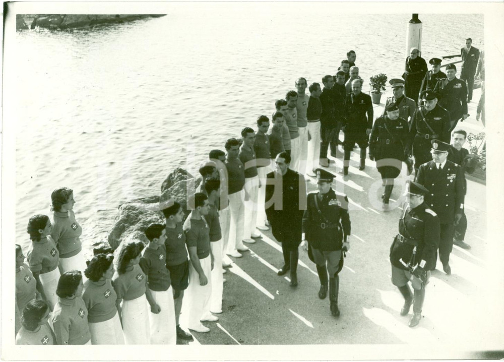 Fotografia d epoca originale 1939 NAPOLI Achille STARACE inaugura scuola nuoto RARI NANTES Fotografia 1