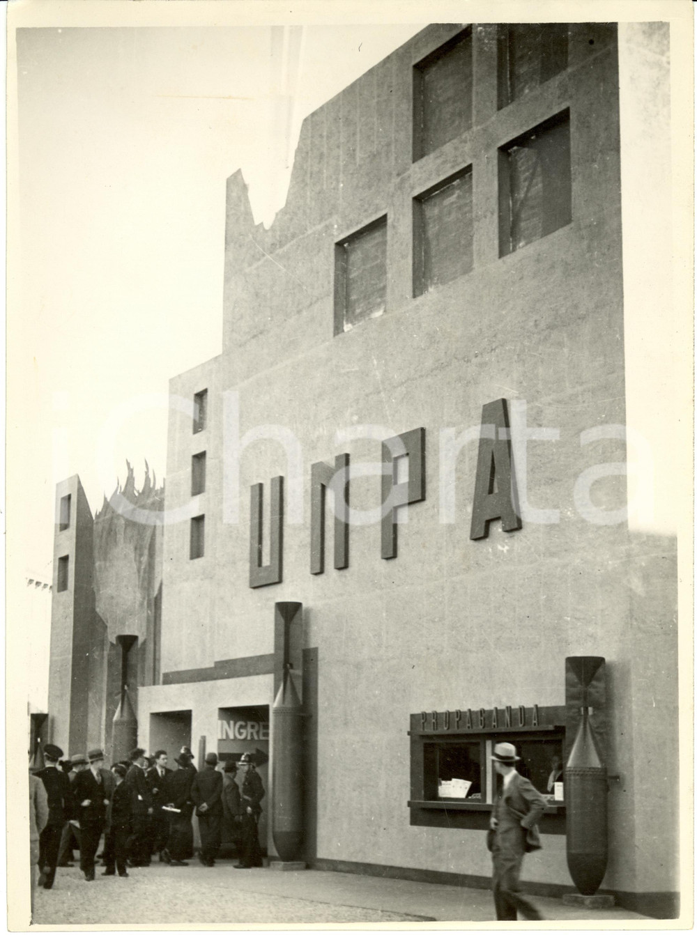 Fotografia d epoca originale 1935 MILANO Fiera Campionaria  Padiglione UNPA Protezione Antiaerea Fotografia 1