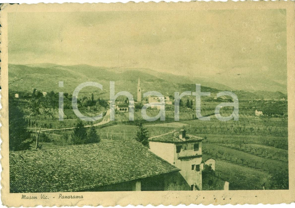 Cartolina originale da collezione 1941 MASON VICENTINO VI Panorama Chiesa parrocchiale 1