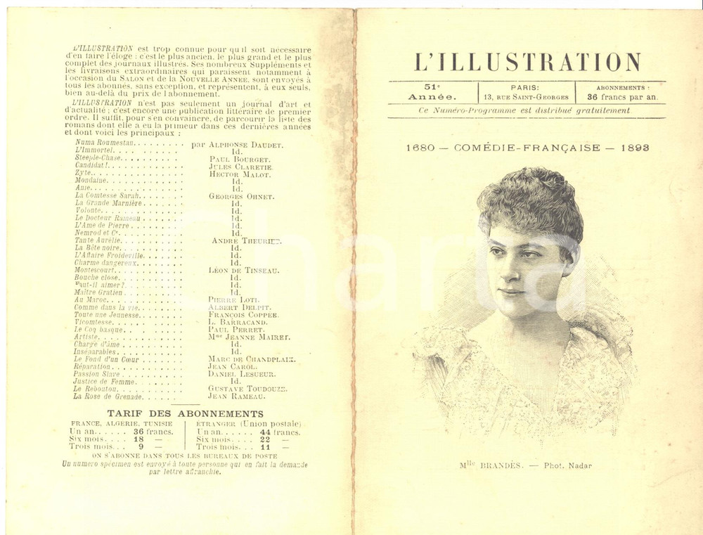 1893 PARIS Comédie Française - "Crispin médecin" - Programme publicitaire  Raro programma di sala d'epoca, su cartoncino, in 4 facciate.CONDIZIONI: POOR (tracce di umidit&agrave; lungo la piegatura centrale)FORMATO: 10x16 cm (chiuso)    originale e autentica 1