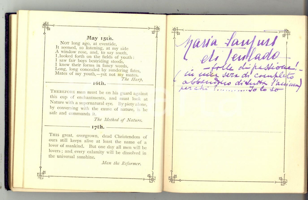 Oggetto da collezione cartaceo 1930 ca TORINO Diario dei compleanni di una nobildonna *AUTOGRAFI Raro 1