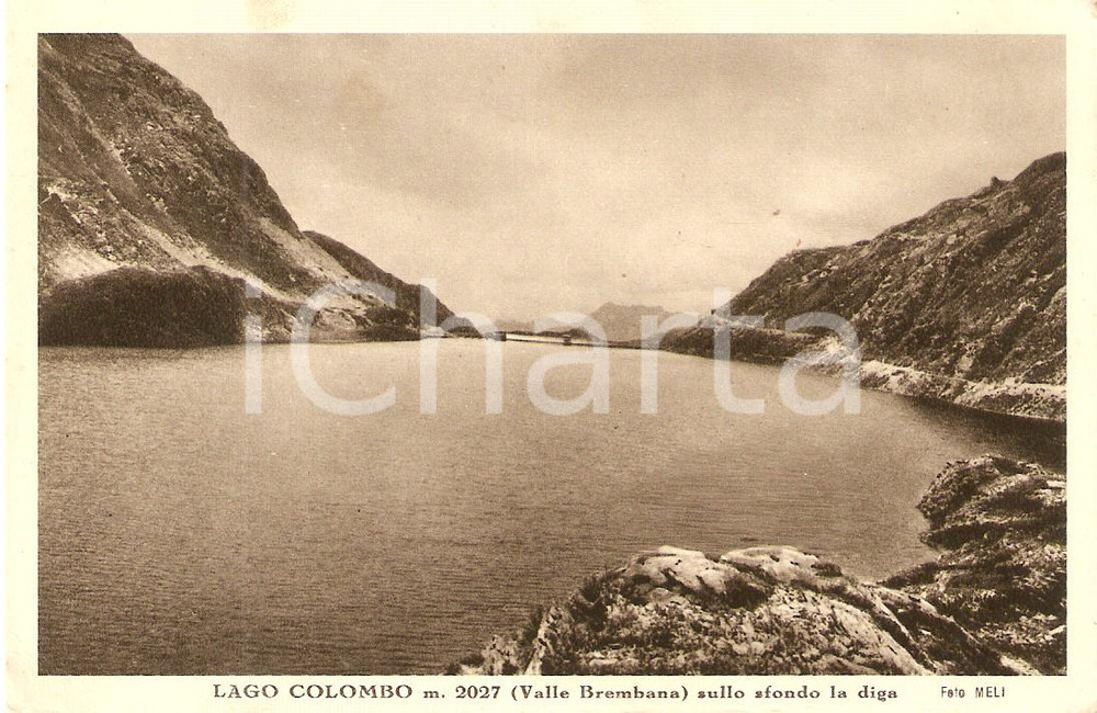 Cartolina originale da collezione Branzi anni  30  Lago Colombo con diga Brembana 1