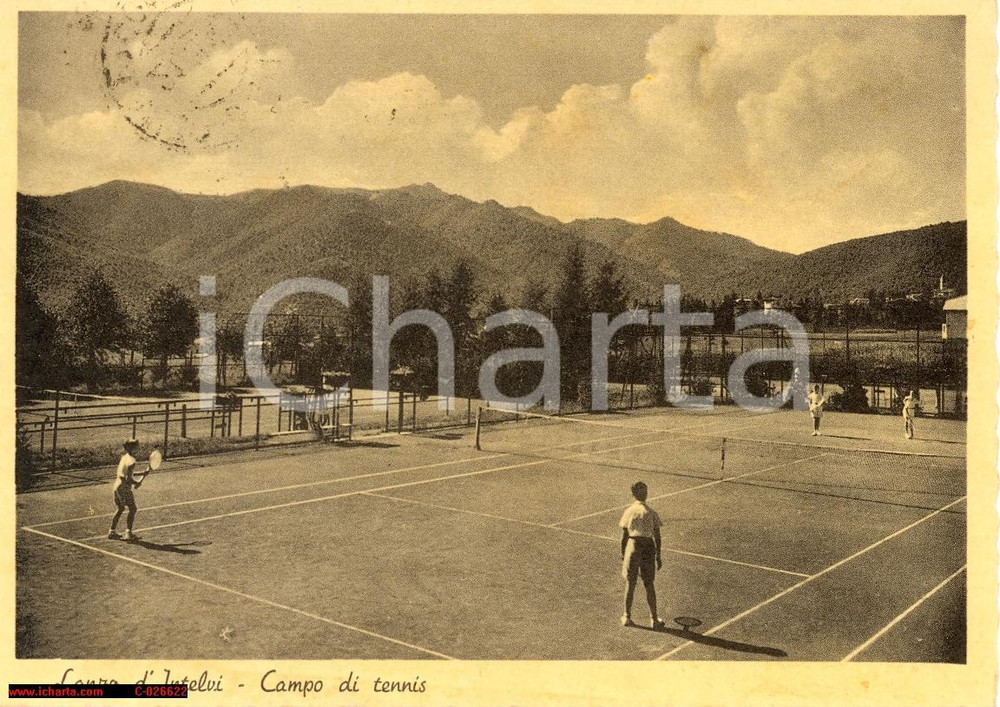 Cartolina originale da collezione 1947 LANZO D INTELVI Campi da tennis ANIMATA fg vg 1