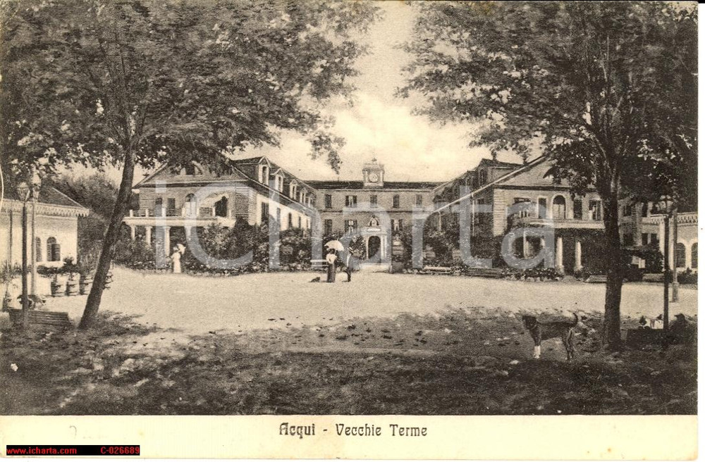 Cartolina originale da collezione 1916 Acqui - Vecchie Terme FP VG *Animata con dame 1