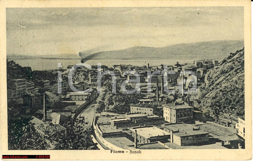 Cartolina originale da collezione 1920 circa FIUME (ISTRIA) Veduta del sobborgo SUSAK *Cartolina FP VG 1