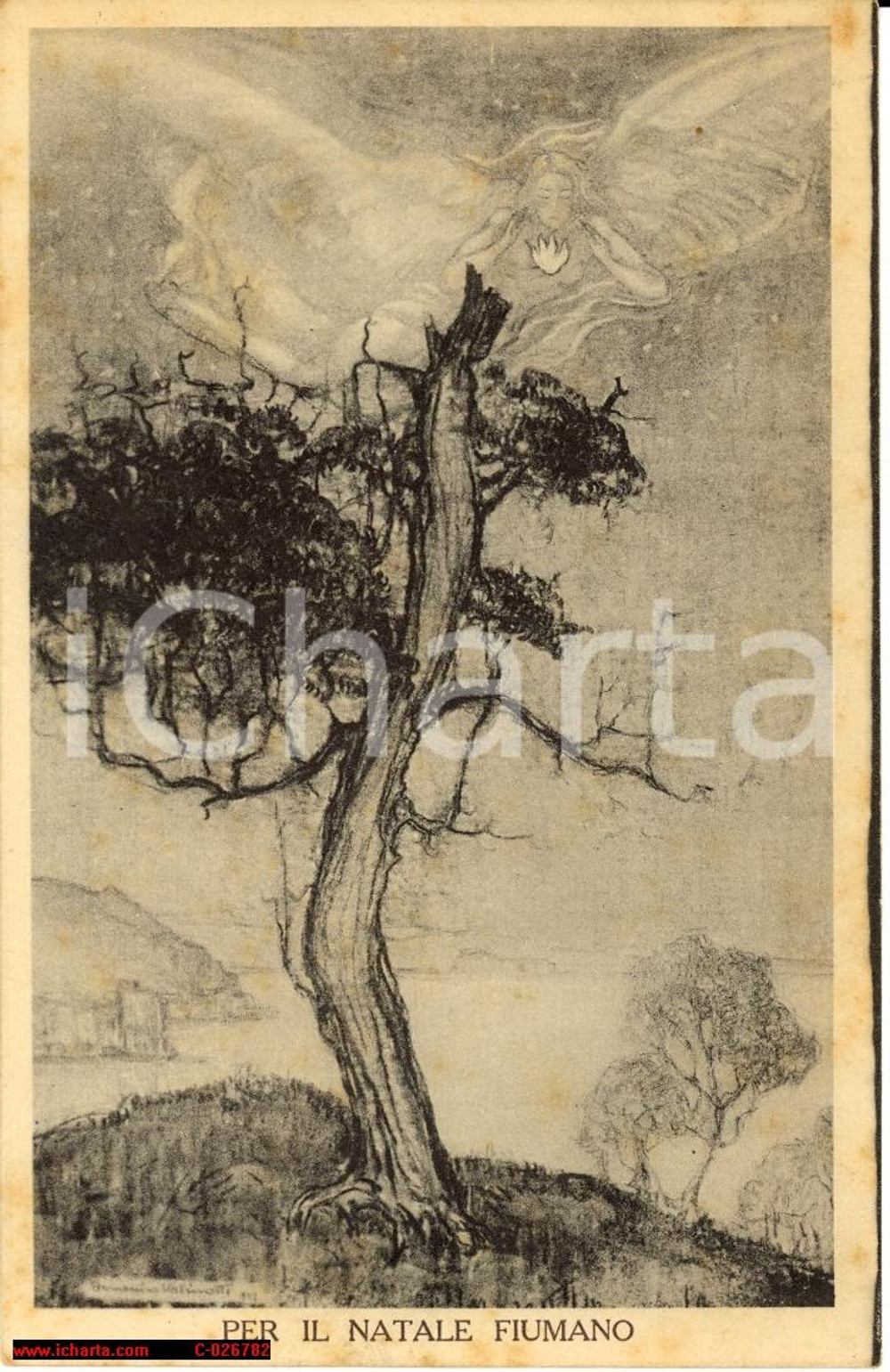 Cartolina originale da collezione 1930 Fiume NATALE DI SANGUE, Domenico Valinotti 1