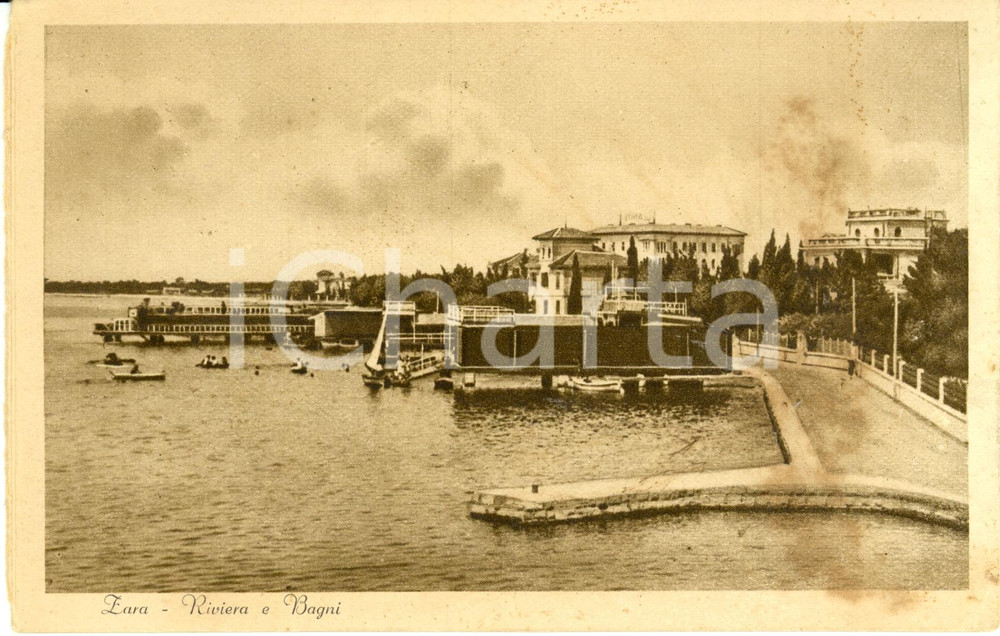 Cartolina originale da collezione 1930 ca ZARA (CROAZIA) Veduta della riviera e dei bagni marini * Cartolina FP NV 1