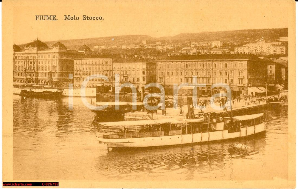 Cartolina originale da collezione 1920 ca FIUME (Istria) Veduta del MOLO STOCCO fp nv 1