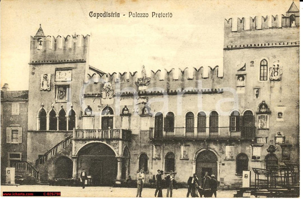 Cartolina originale da collezione Capodistria anni '30 Palazzo Pretorio *Immagine animata 1