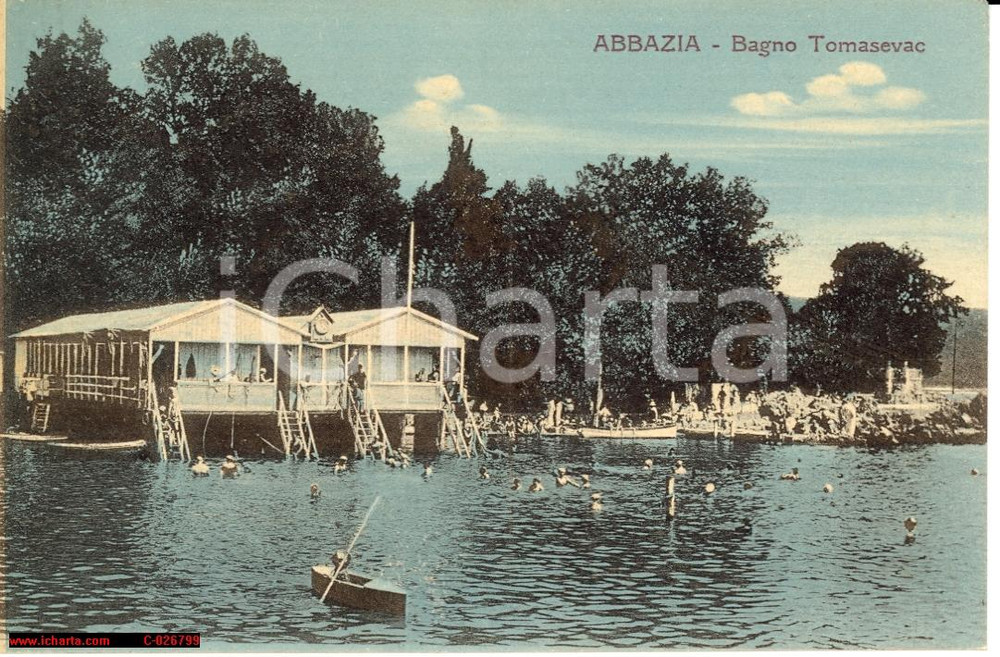Cartolina originale da collezione 1925 ABBAZIA Opatija CROAZIA Bagno TOMASEVAC FP NV 1