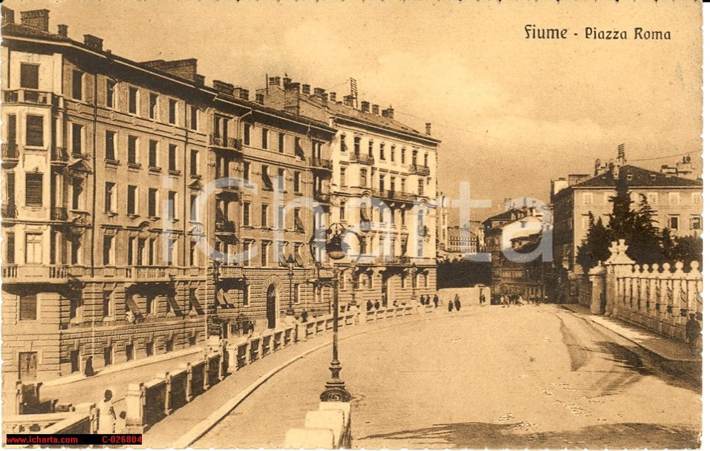 Cartolina originale da collezione 1925 FIUME (ISTRIA) Piazza Roma ANIMATA *Cartolina FP NV 1