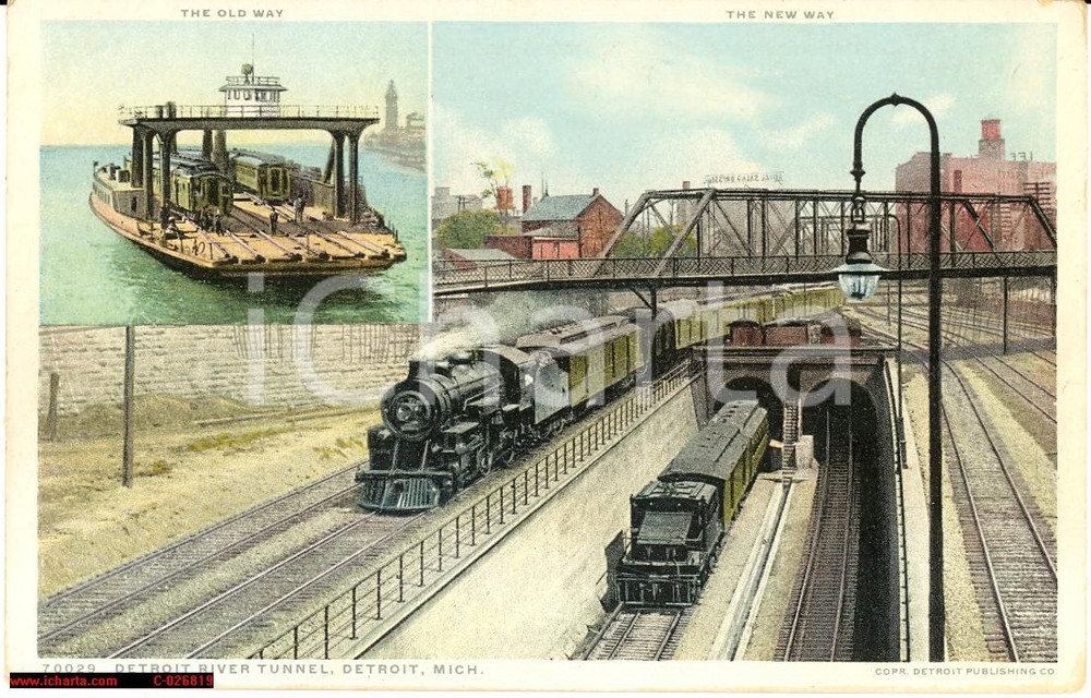 Cartolina originale da collezione 1910 Detroit - Michigan Central Railway Tunnel, CPC 1