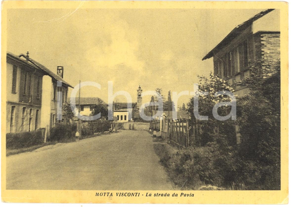 Cartolina originale da collezione 1940 ca MOTTA VISCONTI (MI) La strada da PAVIA FG NV 1