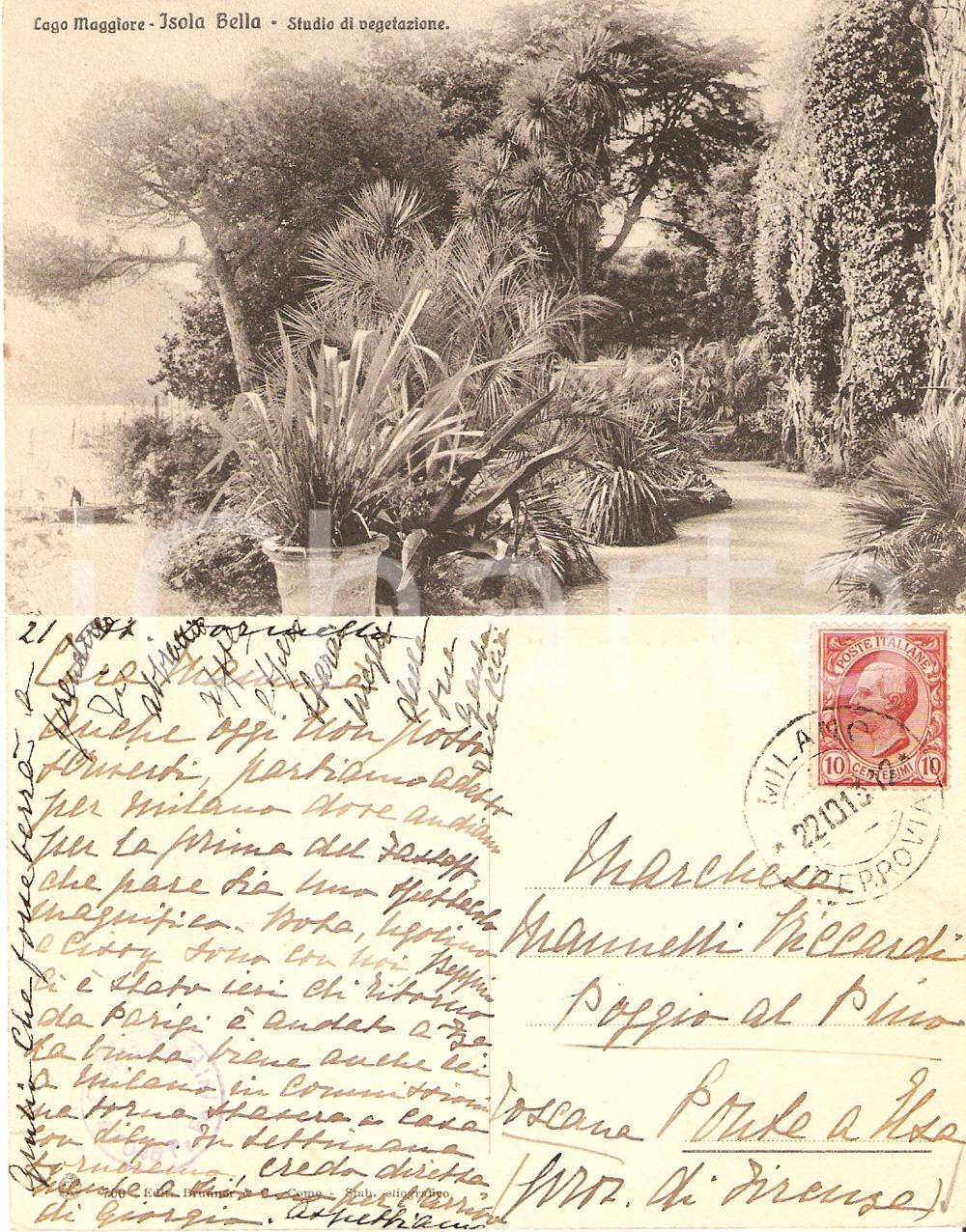 Autografo originale 1913 LAGO MAGGIORE Isola Bella - Autografo Cecilia MANNELLI RICCARDI FP VG 1