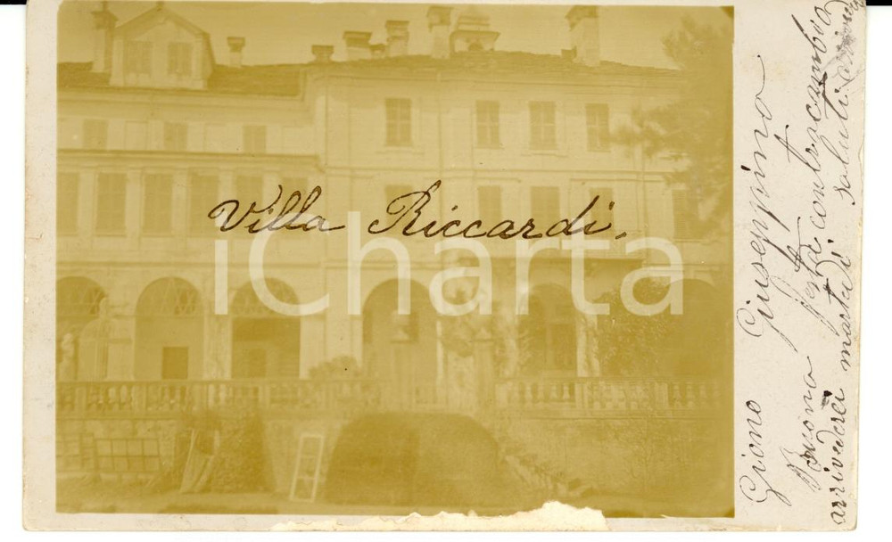 Fotografia d'epoca originale 1907 VICO CANAVESE (TO) Veduta di VILLA RICCARDI *Fotografia FP NV 1