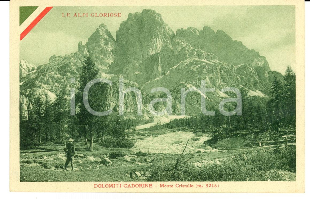 Cartolina originale da collezione 1920 ca LE ALPI GLORIOSE Dolomiti Cadorine - Monte CRISTALLO ANIMATA FP VG 1