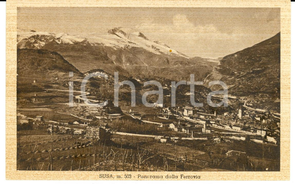 Cartolina originale da collezione 1920 ca SUSA (TO) Panorama dalla ferrovia *Cartolina postale FP NV 1
