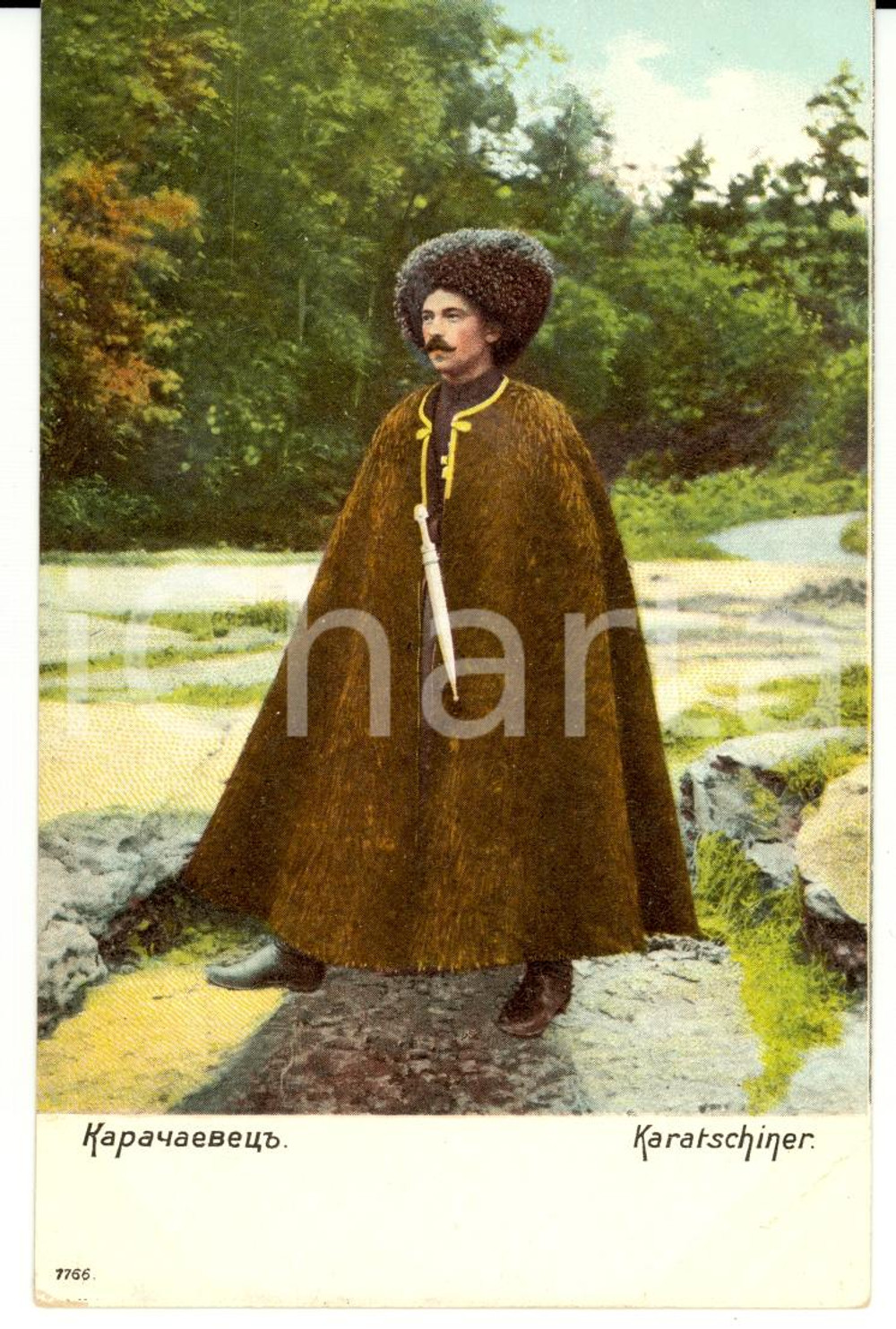 Cartolina originale da collezione 1911 RUSSIA Soldato KARATSCHINER *Cartolina postale FP VG 1