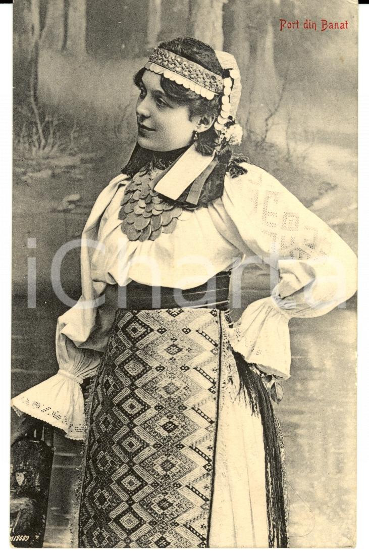 Cartolina originale da collezione 1912 BANAT (ROMANIA) Donna in costume tradizionale *Cartolina FP VG 1
