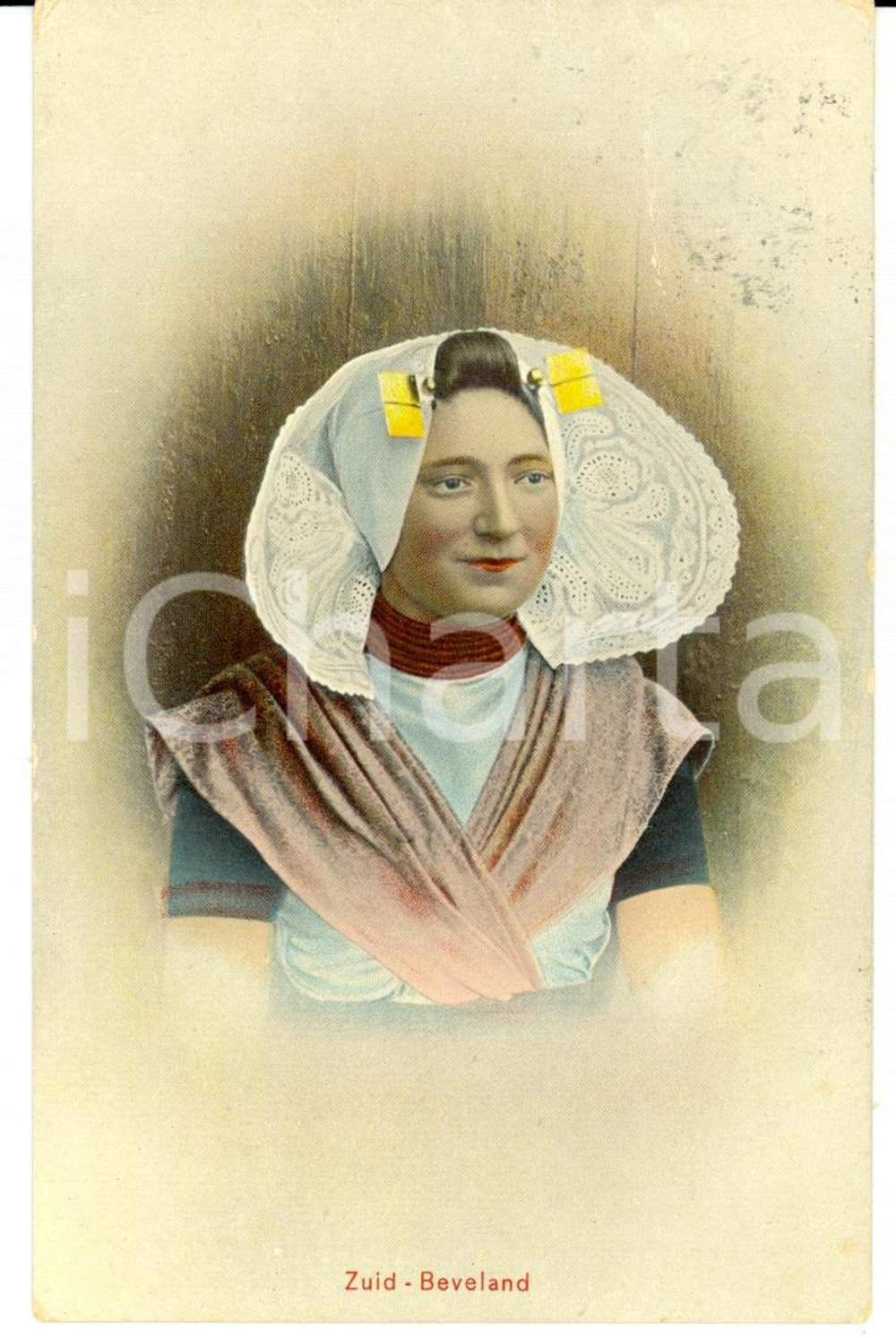 Cartolina originale da collezione 1907 ZUID-BEVELAND (OLANDA) Donna in costume tradizionale *Cartolina FP VG 1