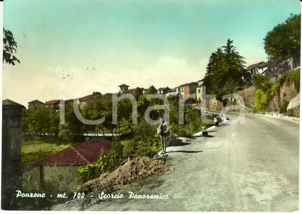 Cartolina originale da collezione 1958 PONZONE AL Scorcio panoramico Cartolina postale FG VG 1
