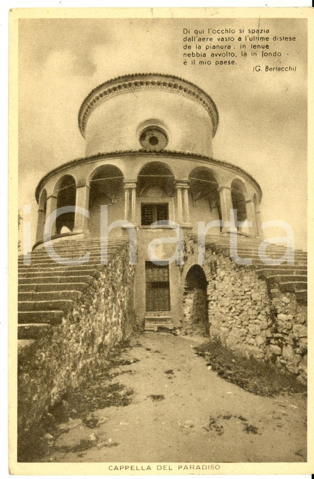 Cartolina originale da collezione 1950 ca CREA MONFERRATO (AL) Cappella del Paradiso *Cartolina postale FG VG 1