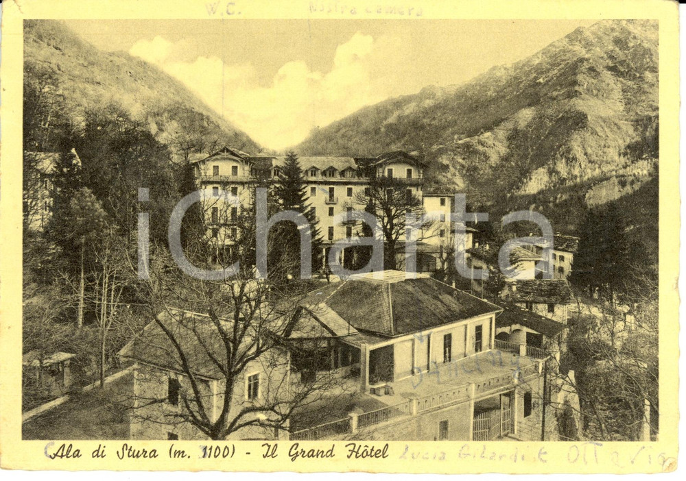 Cartolina originale da collezione 1956 ALA DI STURA (TO) Il Grand Hotel *Cartolina postale FG VG 1