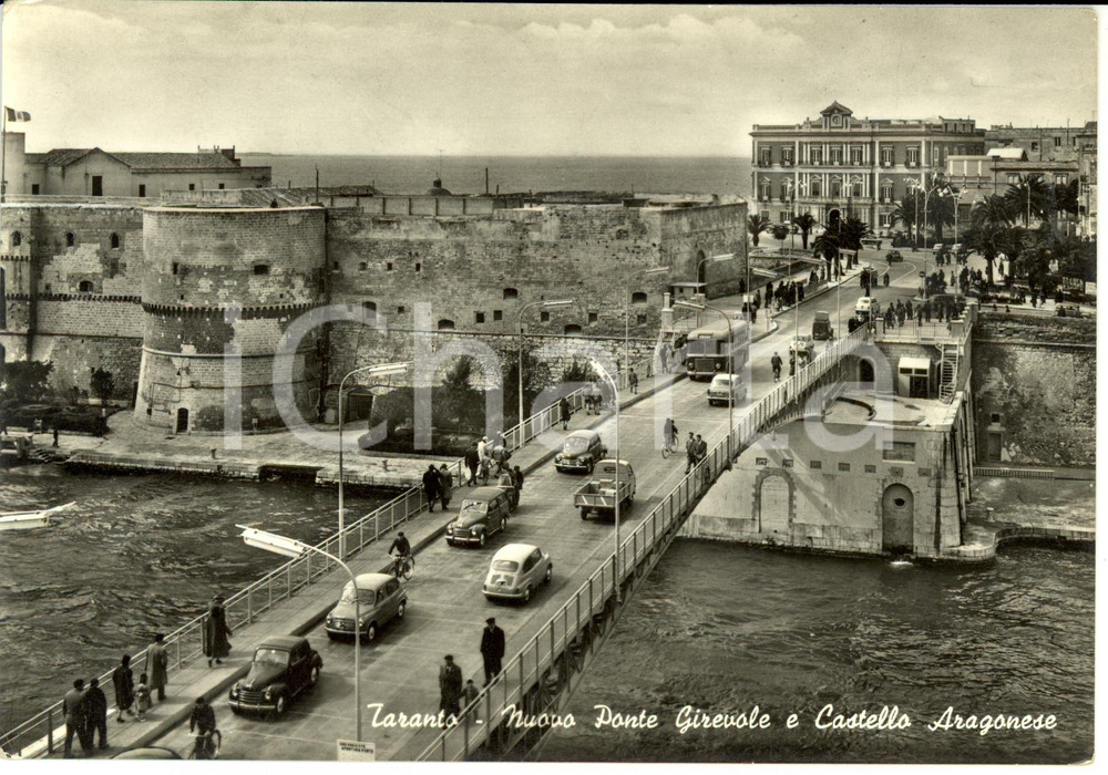 Cartolina originale da collezione 1960 ca TARANTO Nuovo ponte girevole CASTELLO ARAGONESE *Cartolina FG NV 1