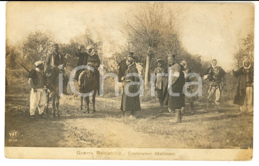 Cartolina originale da collezione 1912 GUERRA BALCANICA ALBANIA Esploratori MALISSORI *Cartolina FP NV 1