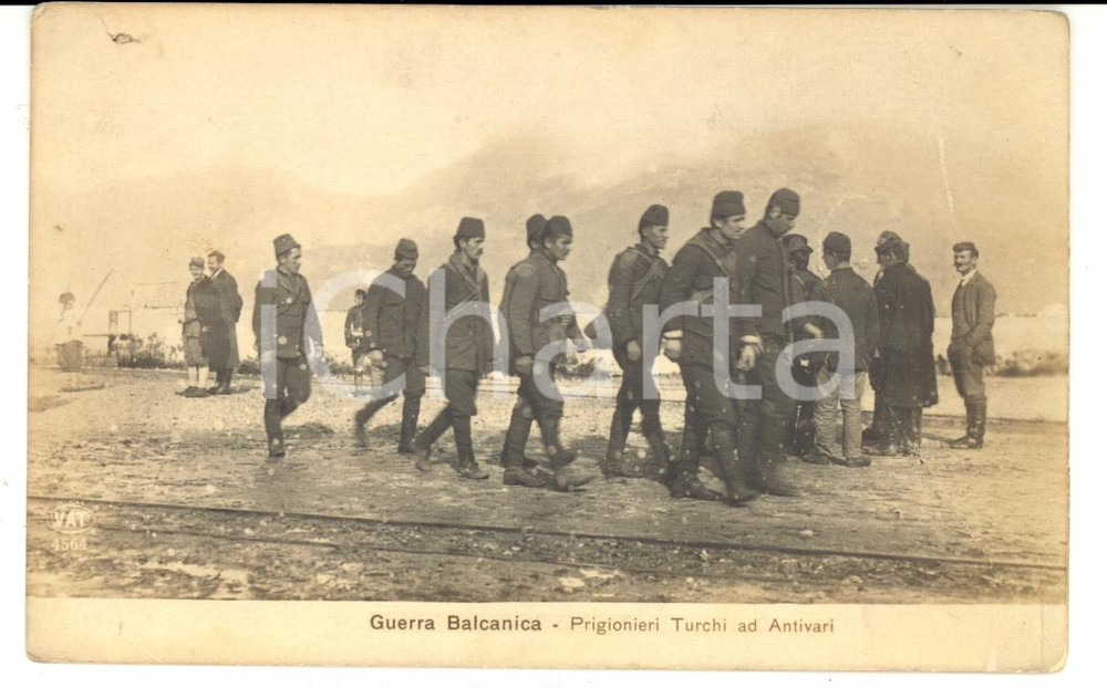 Cartolina originale da collezione 1912 GUERRA BALCANICA ALBANIA Prigionieri turchi ad ANTIVARI Cartolina FP NV 1