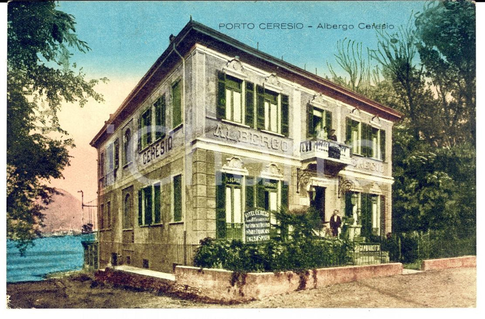 Cartolina originale da collezione 1920 ca PORTO CERESIO VA Veduta con Albergo CERESIO Cartolina FP NV 1