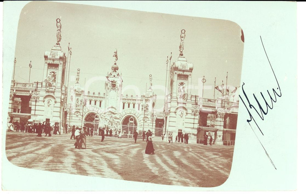 Cartolina originale da collezione 1906 EXPO MILANO Padiglione d'ingresso - Arch. LOCATI *RARA FP VG 1