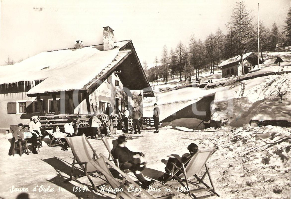 Cartolina originale da collezione 1955 ca SAUZE D OULX TO Rifugio CIAO PAIS Cartolina animata FG NV 1