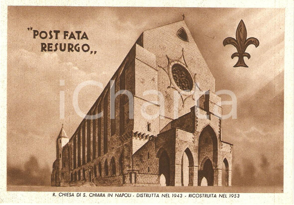 Cartolina originale da collezione 1965 circa NAPOLI Basilica di SANTA CHIARA Cartolina illustrata FG NV 1