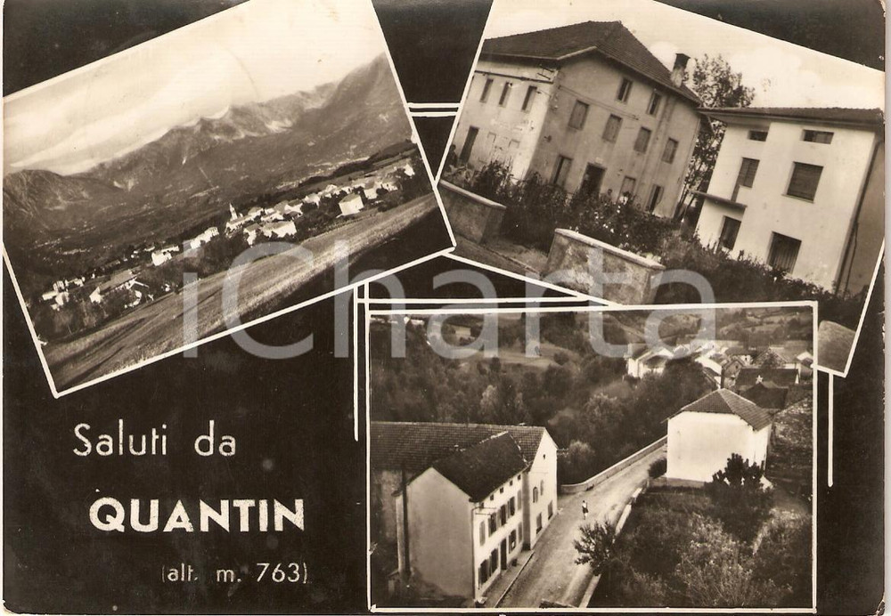 Cartolina originale da collezione 1958 PONTE NELLE ALPI (BL) Frazione QUANTIN Vedutine ANIMATA *Cartolina FG VG 1