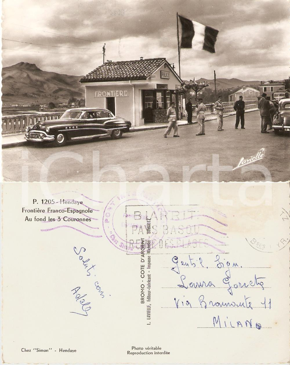 Cartolina originale da collezione 1960 ca HENDAYE France Frontière francoespagnole Vintage postcard 1