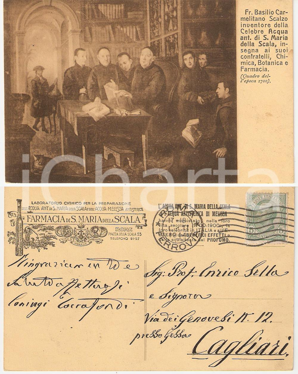Cartolina originale da collezione 1914 ROMA Farmacia SANTA MARIA DELLA SCALA Cartolina pubblicitaria FP VG 1