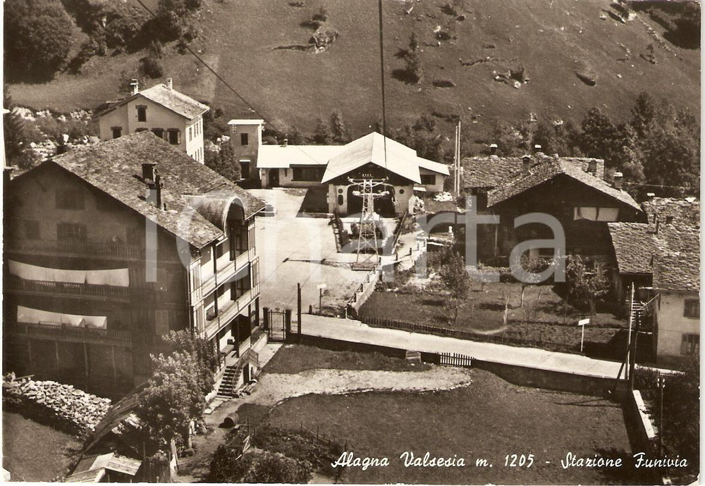 Cartolina originale da collezione 1962 ALAGNA VALSESIA (VC) Panorama STAZIONE FUNIVIA Cartolina FG VG 1
