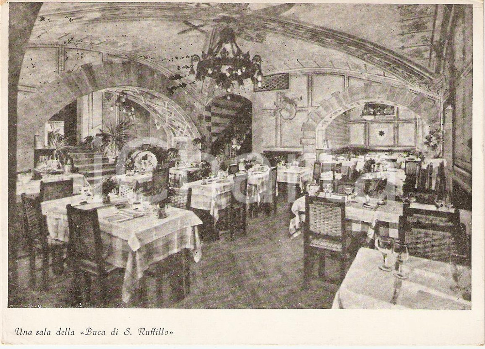 Cartolina originale da collezione 1956 Firenze RISTORANTE BUCA DI SAN RUFFILLO Interno Cartolina FG VG 1
